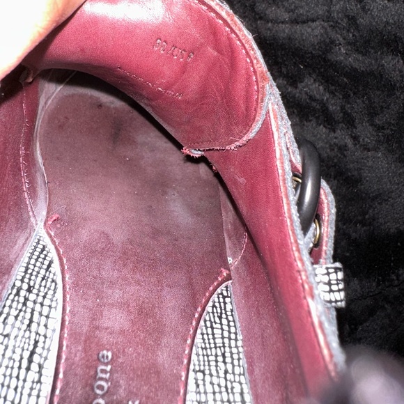 Womens Rag & Bone NY Konrad Monk Strap Embossed Leather Oxfords Gray/Black Sz 8 - Picture 10 of 13